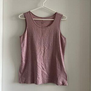 100% Cotton Van Heusen Pink Sequin Tank Top Size Medium